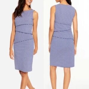 J.‎ MCLAUGHLIN | Navy Blue White Striped Nichola Tiered Sleeveless Dress, S